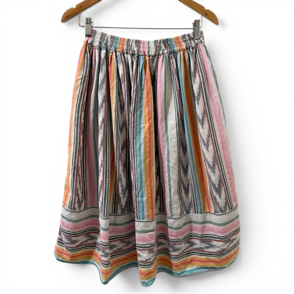 Nitya Vintage Boho Southwest Stripe Midi Skirt Festival Prairie Cottagecore M - Picture 6 of 10